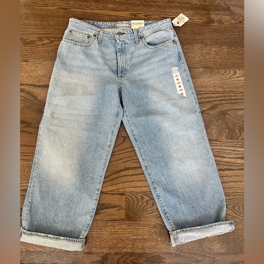 NWT sz 14 vintage Ralph Lauren Polo Jeans Co Saturday crop jeans wide leg